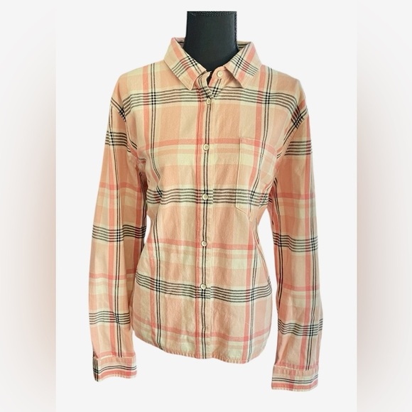 DuluthTrading Woman's Plaid Shacket Pink Black Cross Back Flap Button Up Sz 2XL - Picture 1 of 5